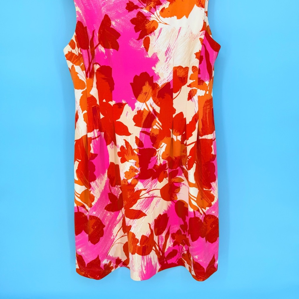 Tropical P12 Floral Sheath Dress WITH POCKETS Pink Orange Summer Vacation Barbie - Picture 4 of 9